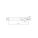 Dlc JAI58 & Uncoated E5I58  , Carbide, 3 Flute Standard Length Ball Nose  ALU-POWER HPC End Mills 1/16～1/2