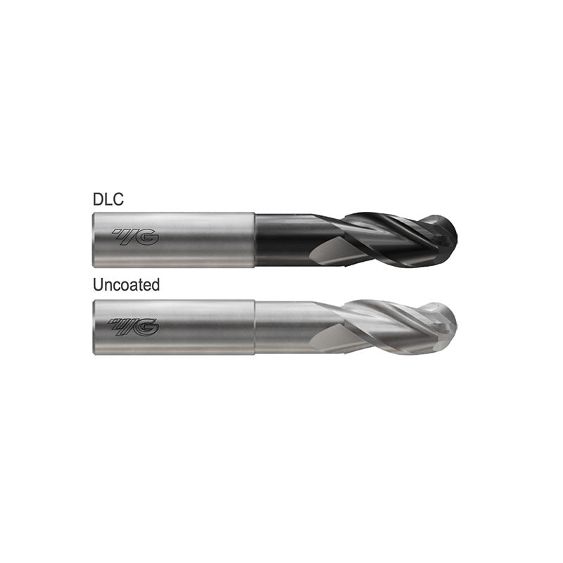 Dlc JAI59 & Uncoated E5I59  , Carbide, 3 Flute Extented Length Ball Nose  ALU-POWER HPC End Mills 3/16～1/2