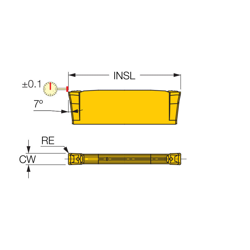 DGN-T : Double-Sided Inserts for Parting and Grooving, suitable for Ductile Materials, Steel and Stainless Steel