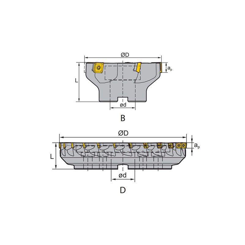 Face milling FMP02 Kr: 90° FMP02-050/063/080/100/125/-A22/A27/B32/B40-SE09/SE12-05/05C/06/06C/0/10C - Makotools Industrial Supply Tools for Metal Cutting