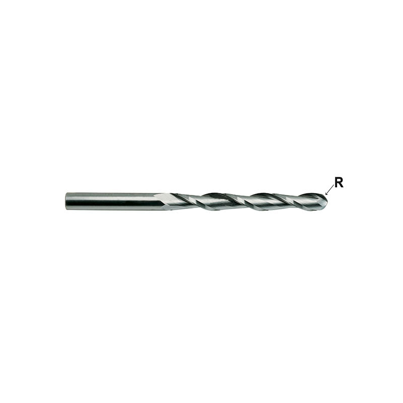 Flat Shank E5018 Series, Carbide, 2 Flute Extra Long Length Ball Nose CARBIDE End Mills 1/8～1