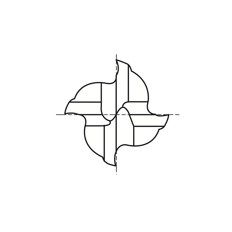 Flat Shank E5023 Series, Carbide, 4 Flute Stub Length Double D-POWER GRAPHITE End Mills 1/16～1/2