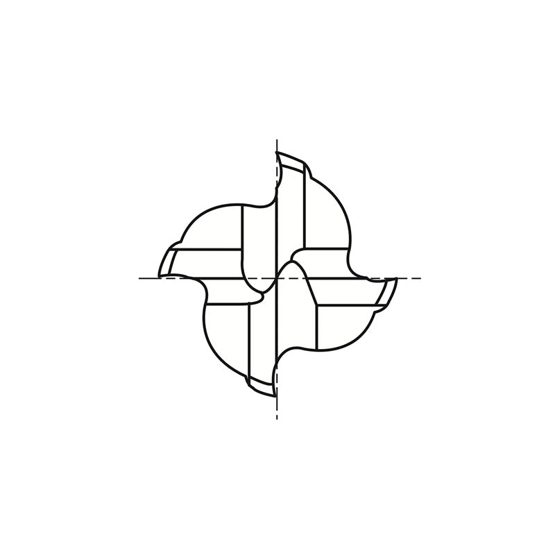 Plain Shank E5216 Series, Carbide, 4 Flute Regular Length Corner Radius CARBIDE End Mills 1/8～1/2