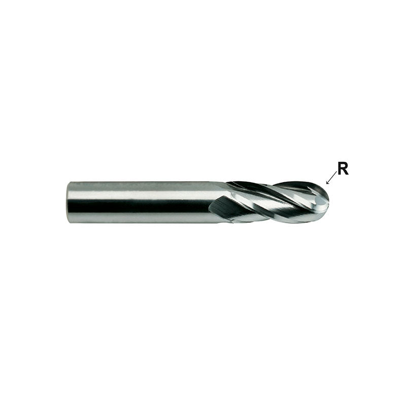 Flat Shank E5250 Series, Carbide, 4 Flute Regular Length Ball Nose CARBIDE End Mills 1/8～1