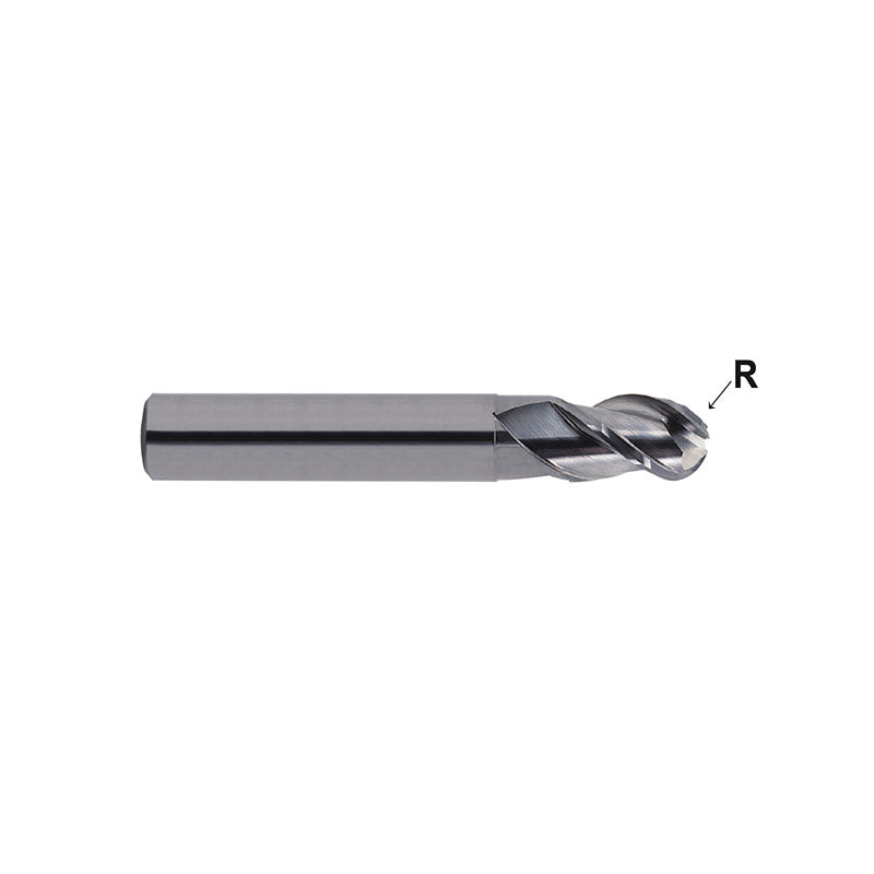 Flat Shank E5975 Series , Carbide, 3 Flute 40° Helix Long Length Ball Nose with Neck ALU-POWER HPC End Mills 3/32～5/8 - Big-tools Industrial Supply Tools for Metal Cutting