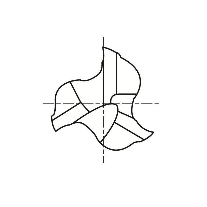 Flat Shank E5980 Series , Carbide, 3 Flute 45° Helix Stub Length ALU-POWER HPC End Mills 1/8～1