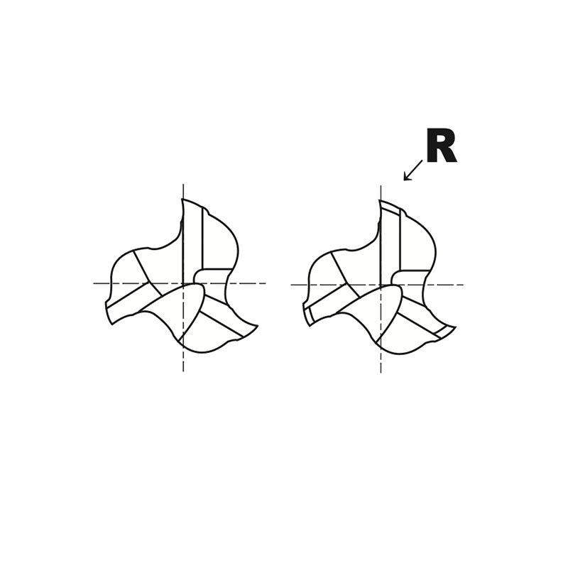 Flat Shank E5982 & E5984 Series , Carbide, 3 Flute 45° Helix Long Length & Corner Radius ALU-POWER HPC End Mills 1/4～1