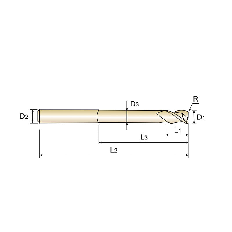 Flat Shank E5985 Series , Carbide, 3 Flute 37° Helix with Extended Neck Corner Radius ALU-POWER HPC End Mills 1/2～1 - Big-tools Industrial Supply Tools for Metal Cutting