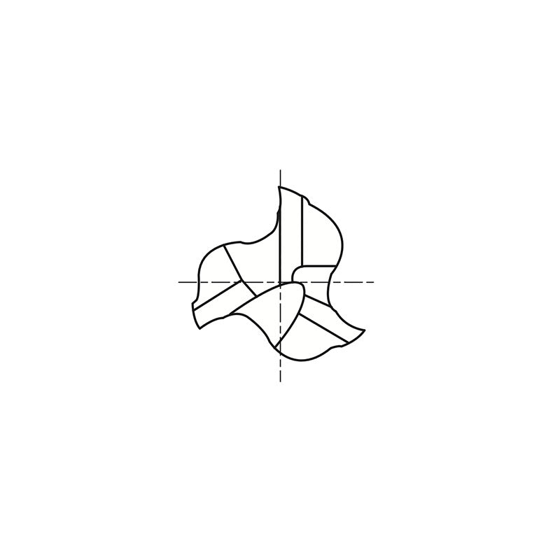 Flat Shank E5E45 Series , Carbide, 3 Flute Roughing Ball Nose ALU-POWER HPC End Mills 1/4～1