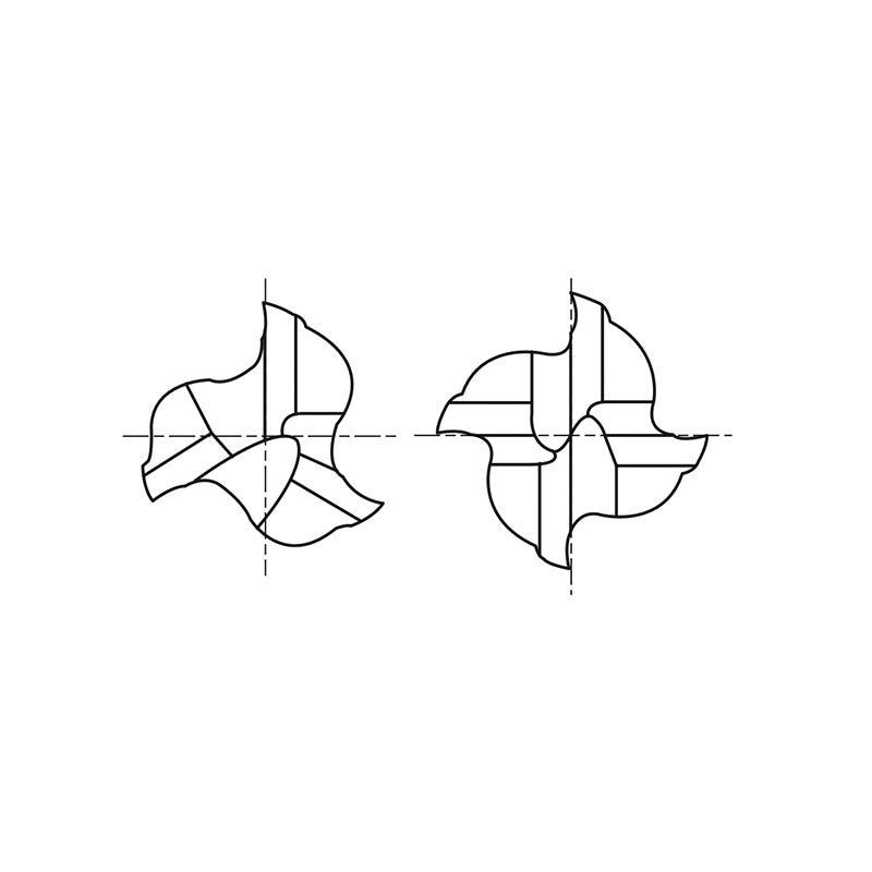 Flat Shank E9988 Series, Premium HSS-PM, 3&4 Flute 60° Helix Regular Length TANK-POWER End Mills 1/4～1