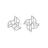 Flat Shank E9988 Series, Premium HSS-PM, 3&4 Flute 60° Helix Regular Length TANK-POWER End Mills 1/4～1