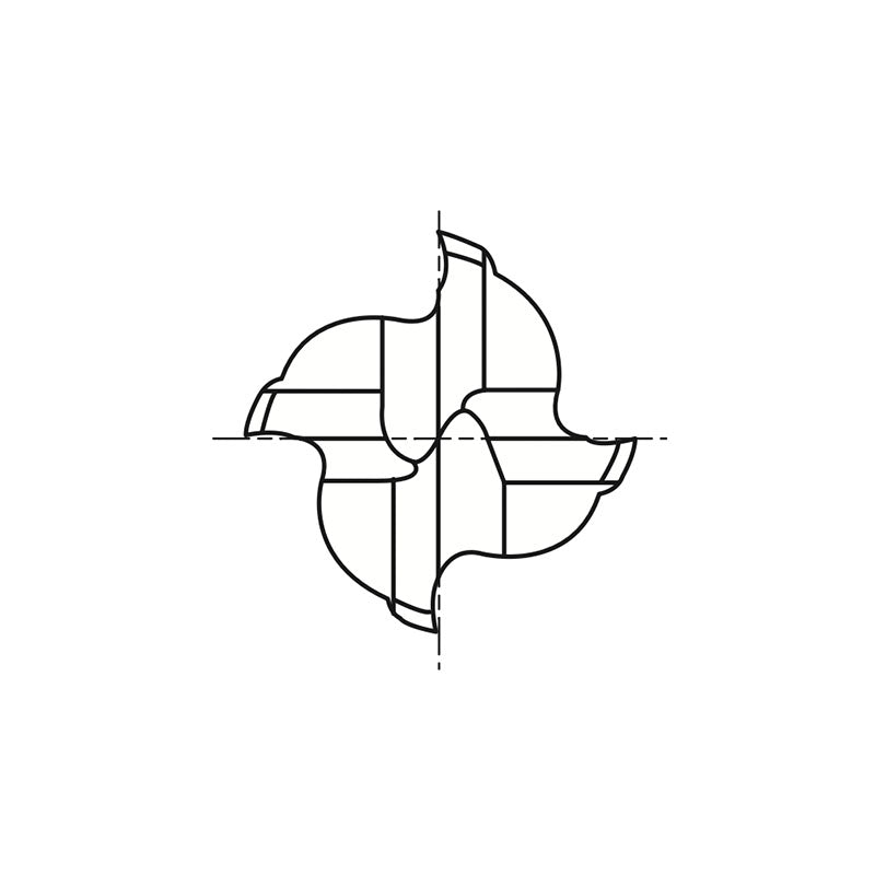 Flat Shank EIB05 Series, Carbide, 4 Flute Regular Length Corner Radius D-POWER GRAPHITE End Mills 1/16～1/2