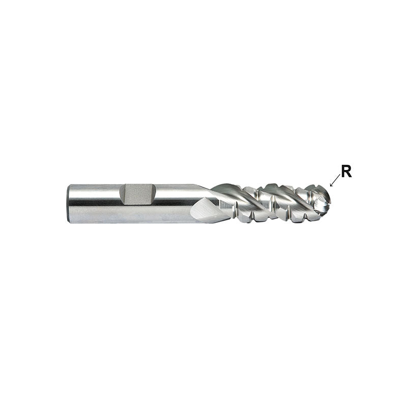 Flat Shank EK196 Series, HSS-PM, 3 Flute 42° Helix Roughing Ball Nose Regular Length for Aluminum ALU-POWER HPC End Mills 1/2～1/4 - Big-tools Industrial Supply Tools for Metal Cutting