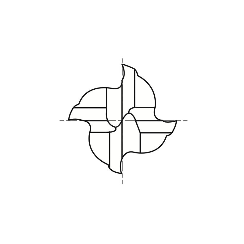 Flat Shank GYG65 Series, PM60, 4 Flute (Center Cut) ONLY ONE End Mills 1/8～1