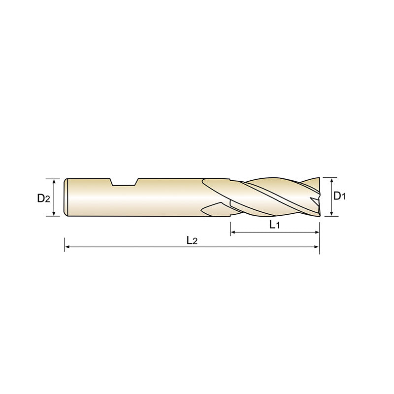 Flat Shank GYG65 Series, PM60, 4 Flute (Center Cut) ONLY ONE End Mills 1/8～1