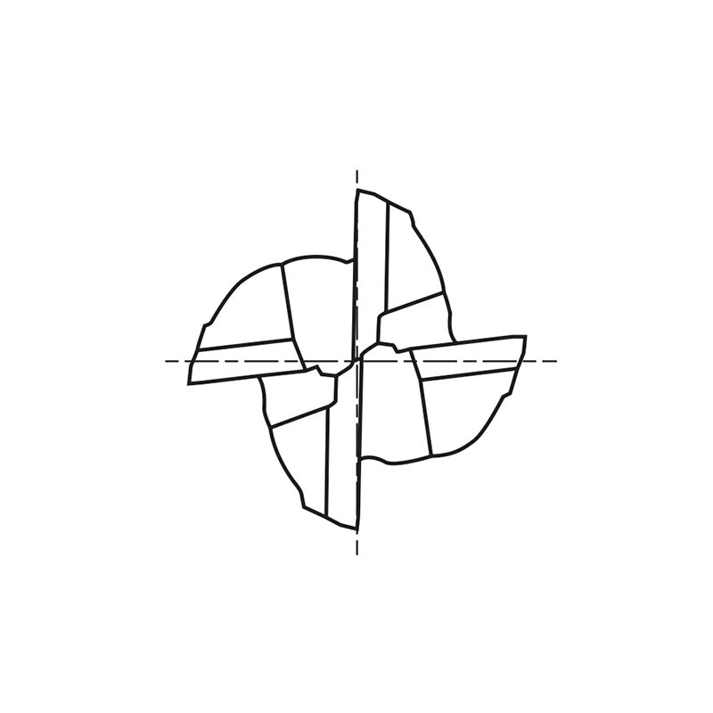 Flat Shank GYG66 Series, PM60, 4 Flute Multiple Helix (Center Cut) ONLY ONE End Mills 1/8～1
