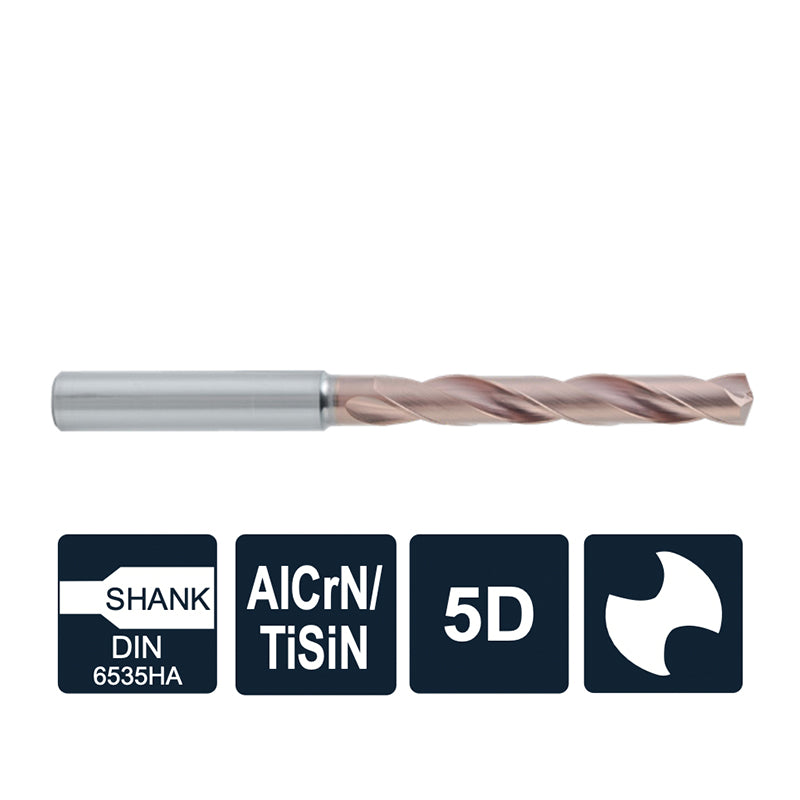 G-D918S-A5N High-performance 5D External Coolant Twist Drill for Plain Steel Machining D3.00-5.75