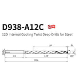 G-D938-A12CSHANK 12D Internal Cooling Twist Deep Drills for Steel 12D