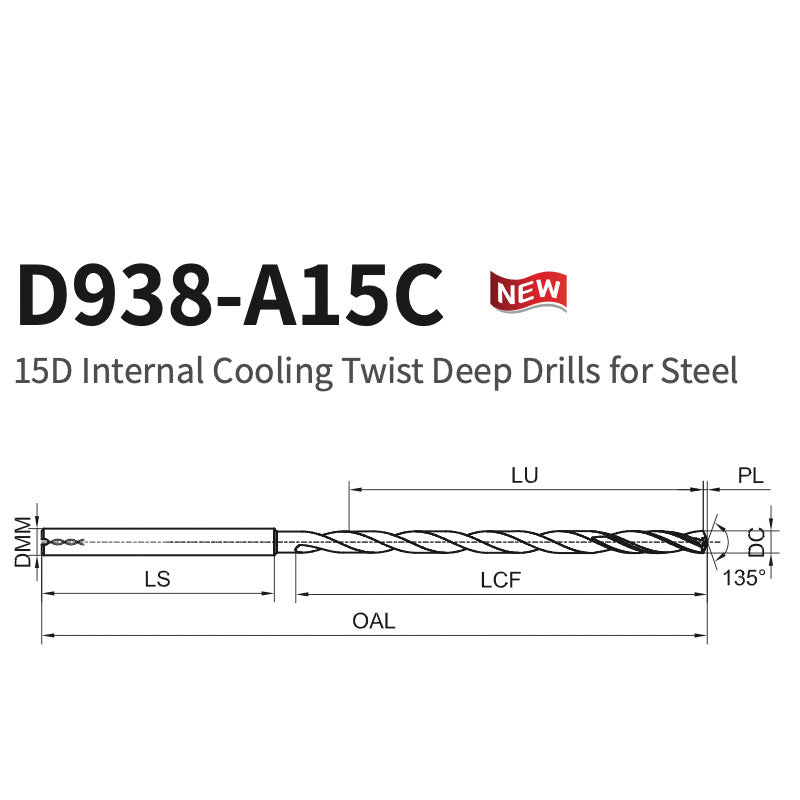 G-D938-A15C  Internal Cooling Twist Deep Drills for Steel  15D