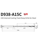 G-D938-A15C  Internal Cooling Twist Deep Drills for Steel  15D