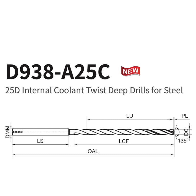 G-D938-A25C 25D Internal Coolant Twist Deep Drills for Steel