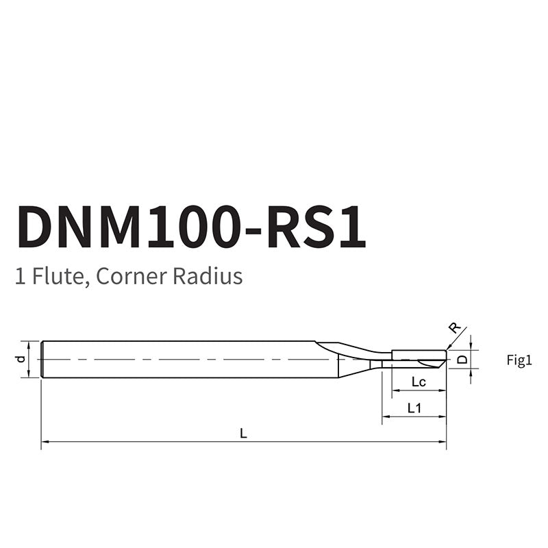 G-DNM100-RS1 1 Flute, Corner Radius