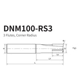 G-DNM100-RS3 3 Flute, Corner Radius