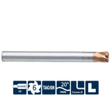 G-FH200-RH6-H 6 Flutes, Corner Radius, with Long Shank Length