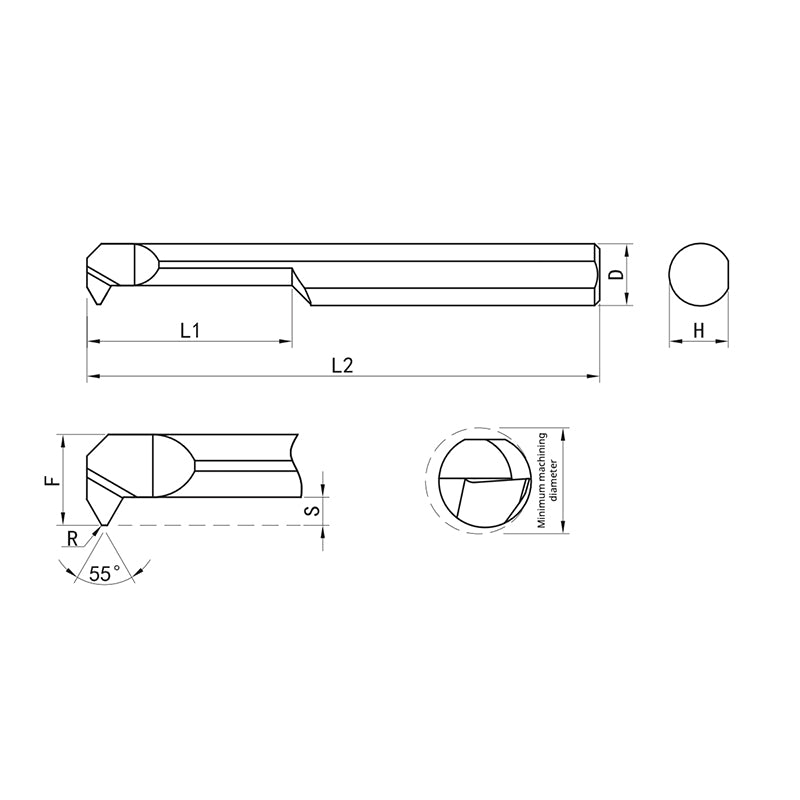 G-GHT-IR Threading for 55° Tool Alignment G-GHT-IR40A55L15 G-GHT-IR50A55L15