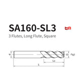 G-SA160-SL3  3 Flutes, Long Flute, Square