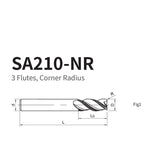 G-SA210-NR  3 Flutes, Corner Radius