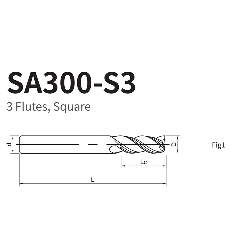 G-SA300-S3  3 Flutes, Square