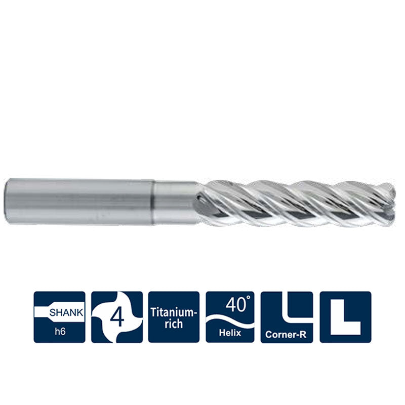 G-SA300-SF-IC-RN4  4 Flutes, Corner Radius, Long Neck（Inner Cooling with Coating）