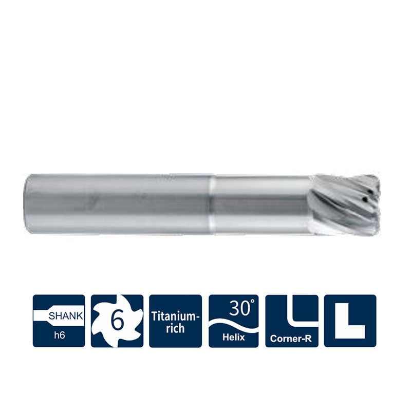 G-SA300-WF-IC-RN6  6 Flutes, Corner Radius, Long Neck（Internal Cooling with Coating）