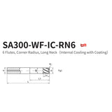 G-SA300-WF-IC-RN6  6 Flutes, Corner Radius, Long Neck（Internal Cooling with Coating）