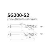 G-SG200-S2 2 Flute Square Head Coated Endmills