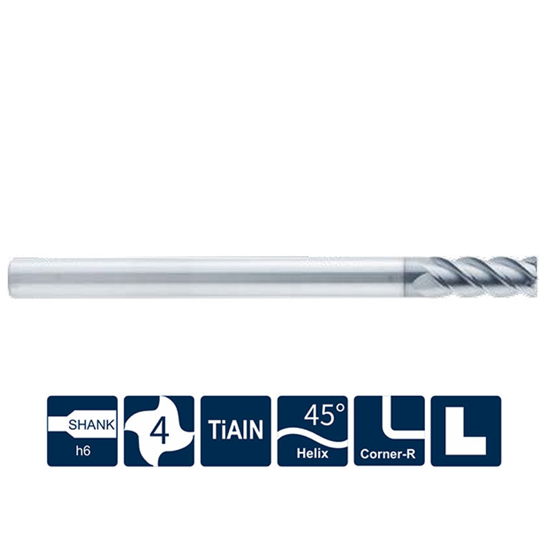 G-SH160-RH4  4 Flutes, Corner Radius, with Long Shank Length