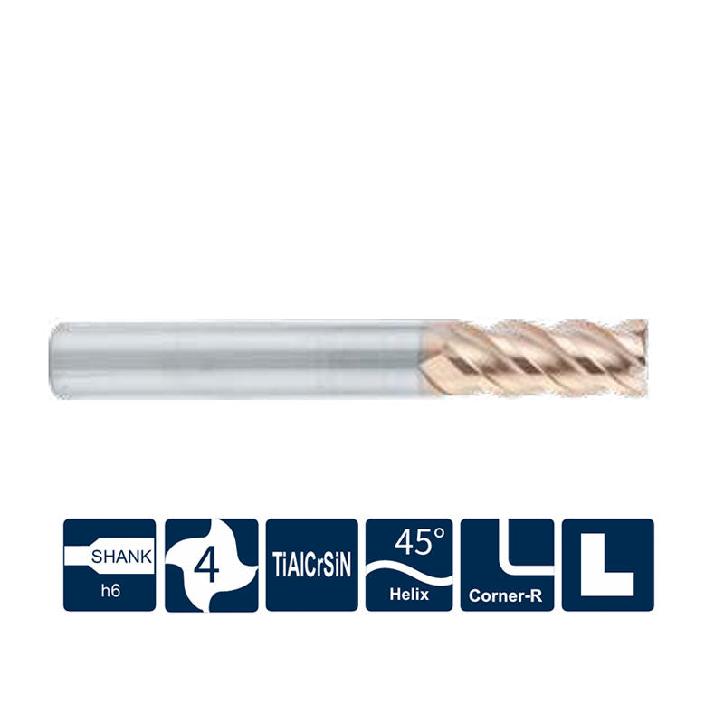 G-SH260-R4A-H  4 Flutes, Corner Radius，45°Helix Angle