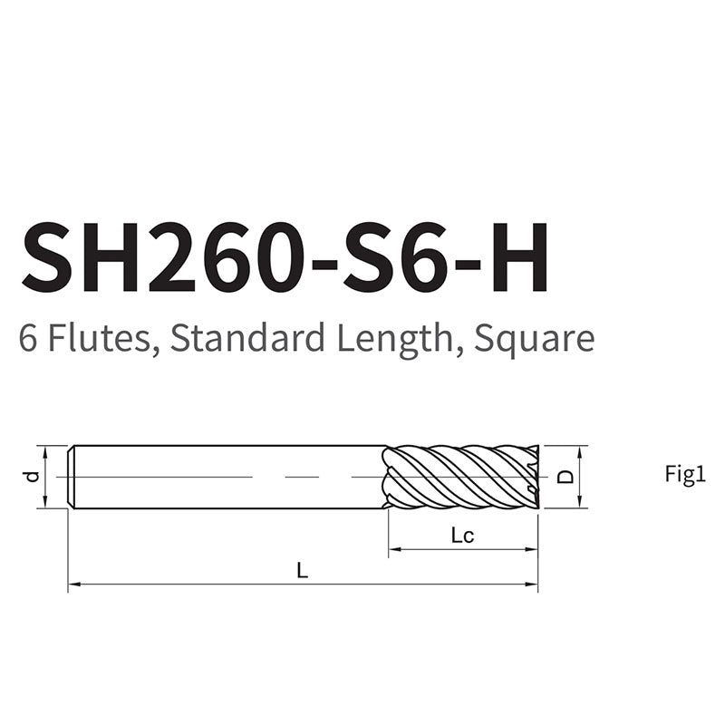 G-SH260-S6-H  6 Flutes, Standard Length, Square