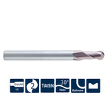 G-SH360-BH2  2 Flutes, Ballnose, with Long Shank Length