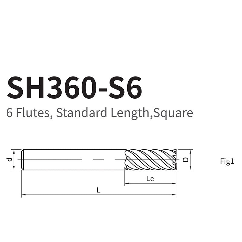 G-SH360-S6  6 Flutes, Standard Length,Square