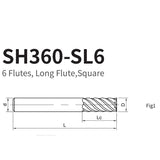 G-SH360-SL6  6 Flutes, Long Flute,Square