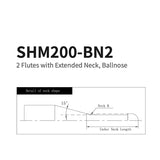 G-SHM200-BN2 2 Flutes with Extended Neck, Ballnose D0.1~0.6