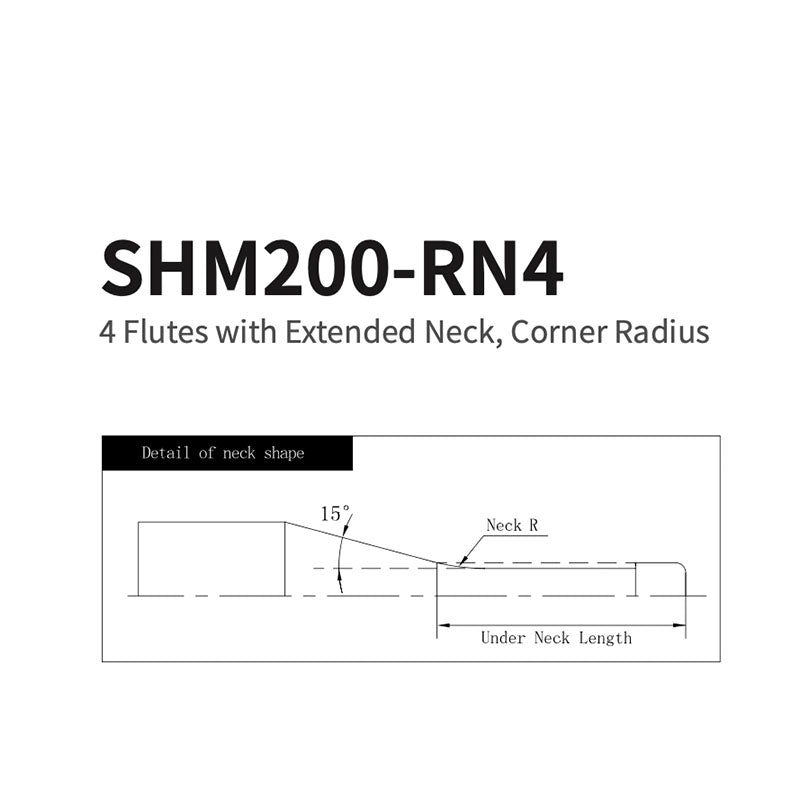 G-SHM200-RN4 4 Flutes with Extended Neck, Corner Radius D1~2