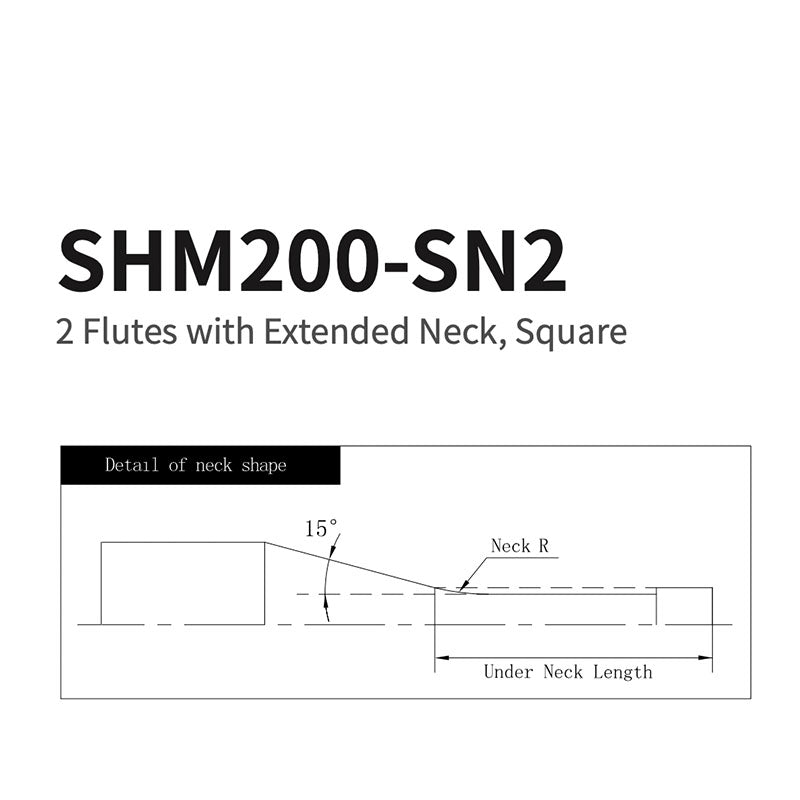 G-SHM200-SN2 2 Flutes with Extended Neck, Square D0.1~0.7