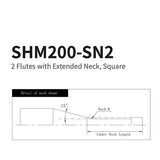 G-SHM200-SN2 2 Flutes with Extended Neck, Square D0.1~0.7