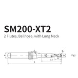 G-SM200-XT2 2 Flutes, Ballnose, with Long Neck