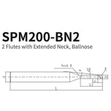 G-SPM200-BN2 2 Flutes with Extended Neck, Ballnose D0.6~1.5