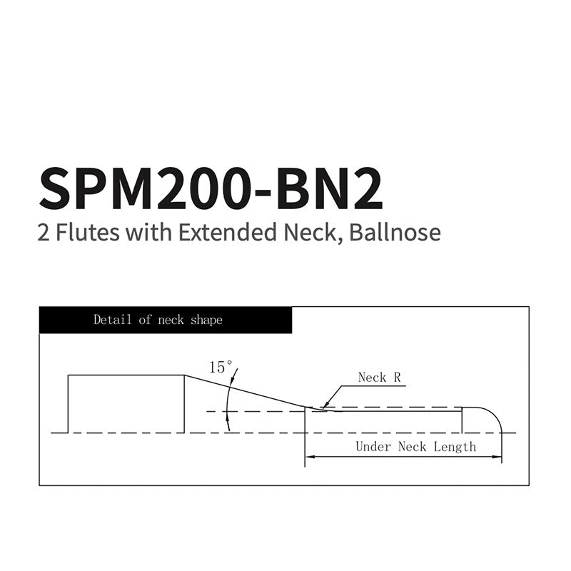 G-SPM200-BN2 2 Flutes with Extended Neck, Ballnose D3.5~6