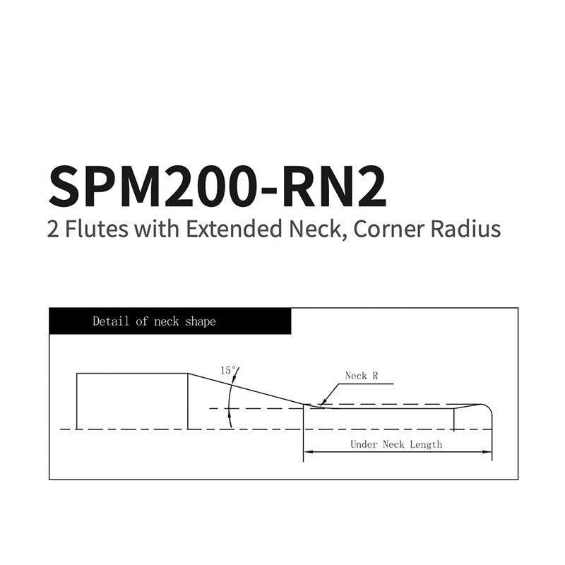 G-SPM200-RN2  2 Flutes with Extended Neck, Corner Radius D2~3